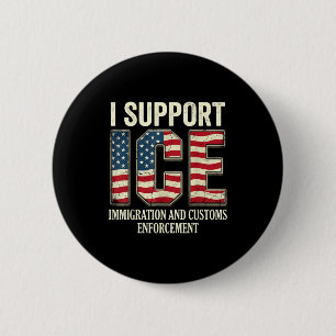 Support ice immigration officers american flag 2 inch round button
