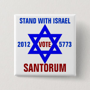 Support Israel vote Santorum 2 Inch Square Button