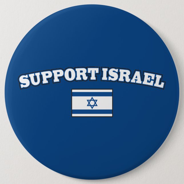 Support Israel with Flag 6 Inch Round Button (Front)