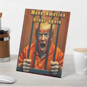 Support Kamala Walz Justice Trump Funny Satire Pedestal Sign