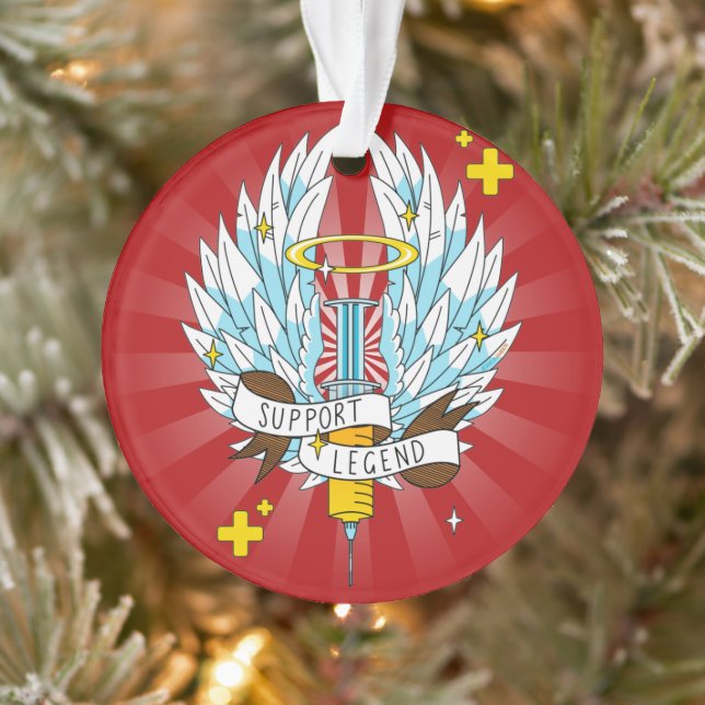Support Legend Gamer Red Winged Syringe Cartoon Ornament (Tree)