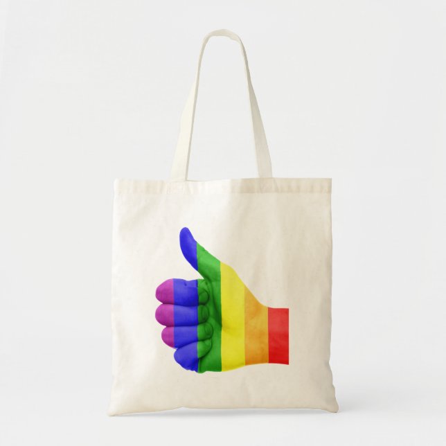 Support LGBT Gay Lesbian Pride Rainbow Tote Bag (Front)