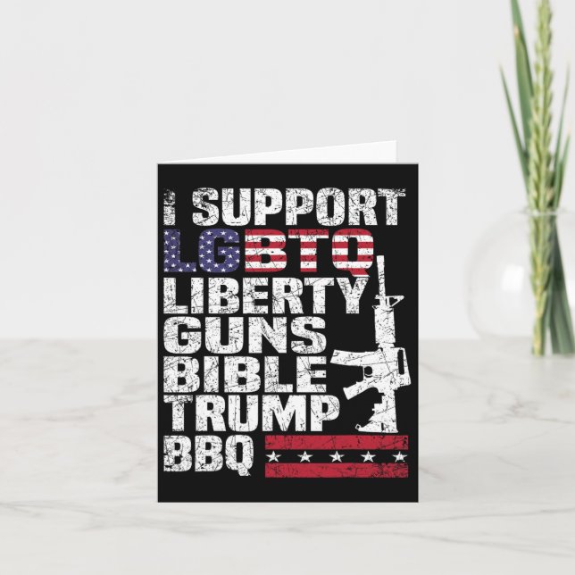 Support Lgbtq Liberty Guns Bible Trump Bbq 1  Card (Front)