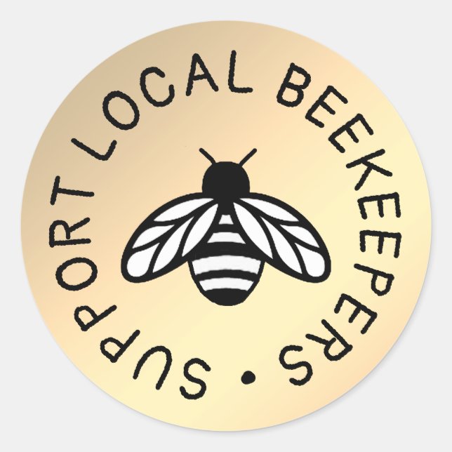 Support Local Beekeepers Cute Honeybee Icon Honey Classic Round Sticker (Front)