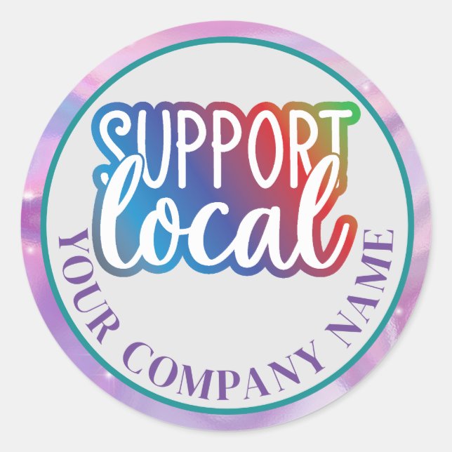 Support Local Business Customizable Classic Round Sticker (Front)