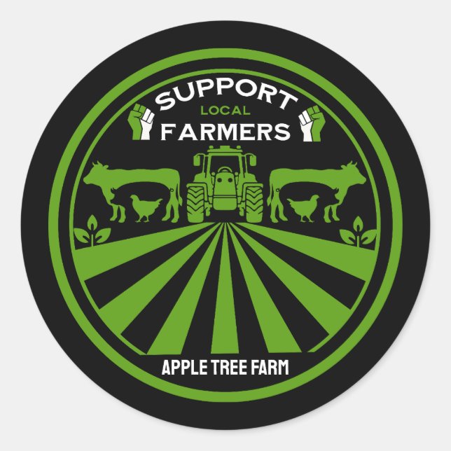 Support Local Farm Produce Classic Round Sticker (Front)