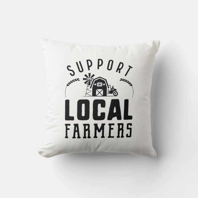 Support Local Farmers Throw Pillow (Front)