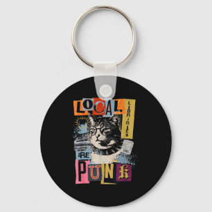 Support local library funny cat reading book y2k keychain