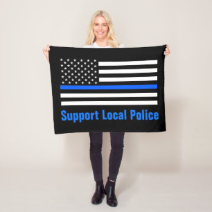 Support Local Police Thin Blue Line Fleece Blanket
