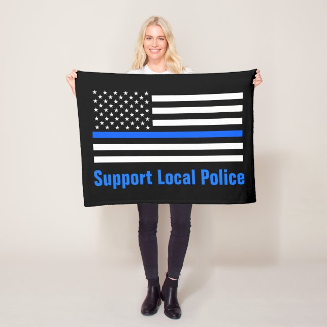 Support Local Police Thin Blue Line Fleece Blanket (In Situ)