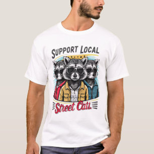 Support Local Street Cats: Cute Raccoon Gang T-Shirt