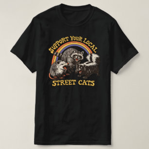 Support local street cats -Raccoon and Opossum Art T-Shirt