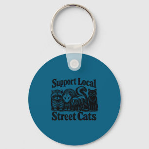 Support local street cats team trash opossum keychain