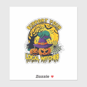 Support Local Witches Halloween Cat Witch Hat Pump