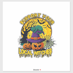Support Local Witches Halloween Cat Witch Hat Pump