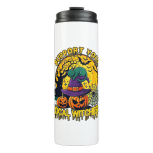Support Local Witches Halloween Cat Witch Hat Pump Thermal Tumbler