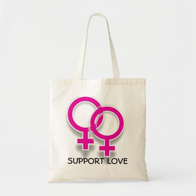 Support Love Female Symbols Lesbian Love Tote (Front)