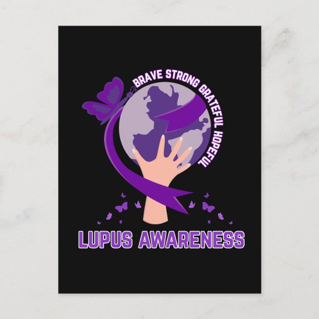 Support lupus awareness survivor warrior holiday postcard (Front)