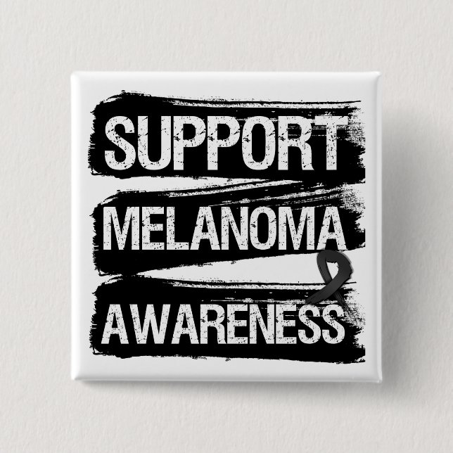 Support Melanoma Awareness Grunge 2 Inch Square Button (Front)