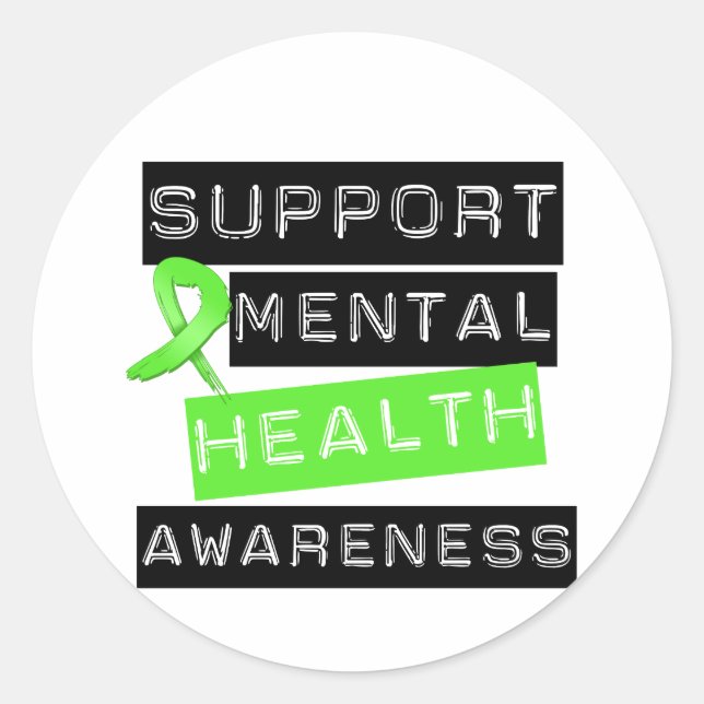 Support Mental Health Awareness Classic Round Sticker (Front)
