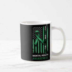 Support Mental Health Squad Awareness Us Flag Gree Coffee Mug