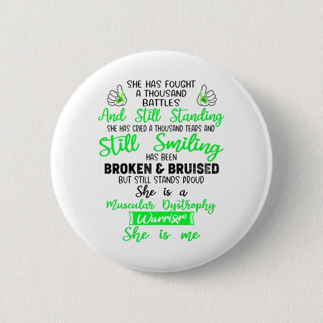 Support Muscular Dystrophy Warrior Gifts 2 Inch Round Button (Front)
