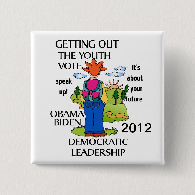 SUPPORT OBAMA 2012 2 INCH SQUARE BUTTON (Front)