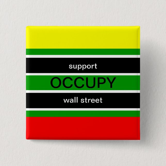 SUPPORT OCCUPY WALL STREET 2 INCH SQUARE BUTTON (Front)