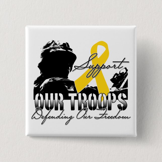 Support Our Troops 2 Inch Square Button (Front)