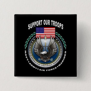 Support Our Troops 2 Inch Square Button