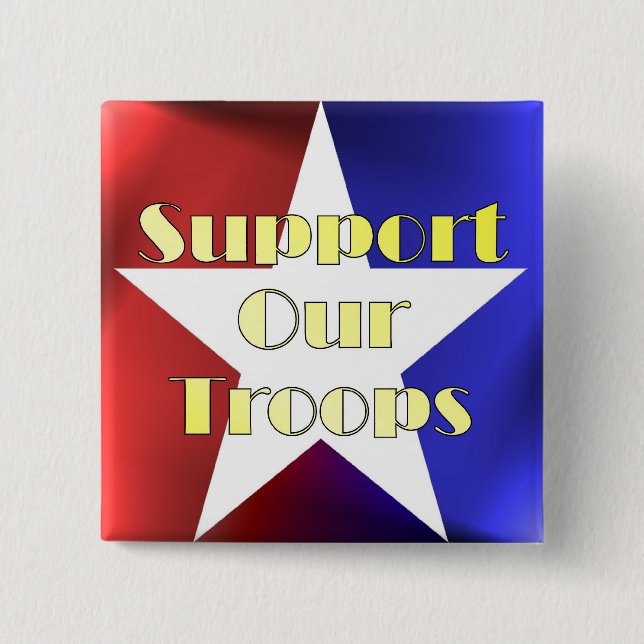 Support Our Troops 2 Inch Square Button (Front)