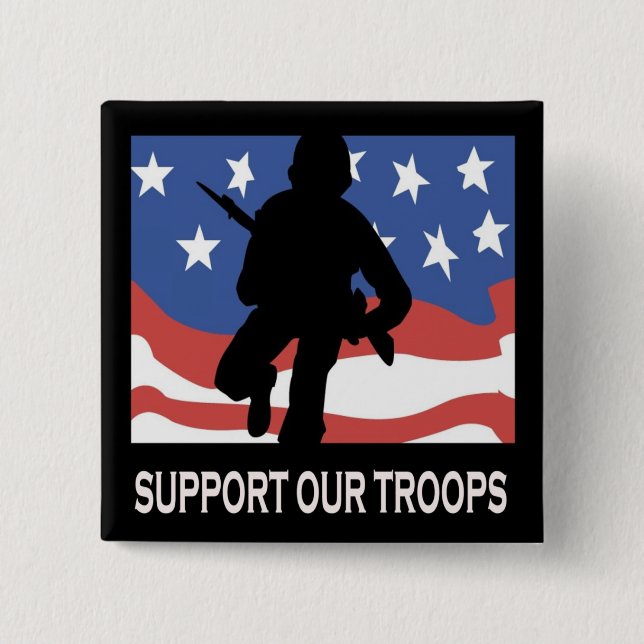 Support Our Troops 2 Inch Square Button (Front)