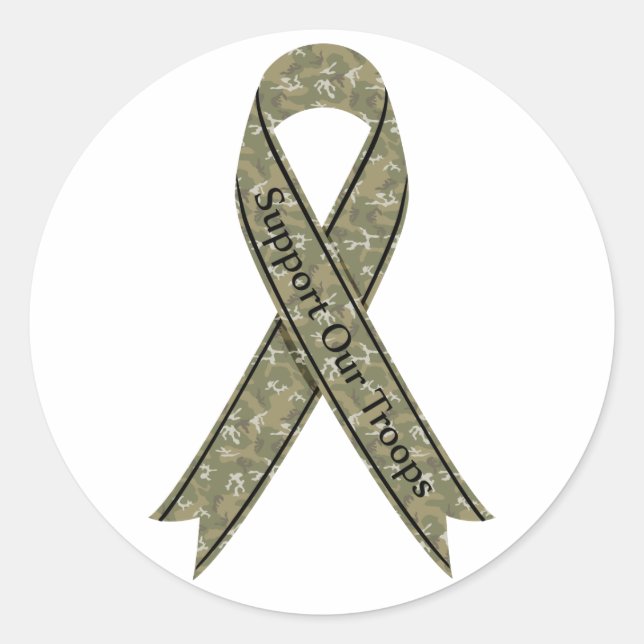 Support Our Troops Camo Classic Round Sticker (Front)