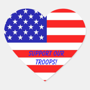 Support Our Troops! Heart Stickers