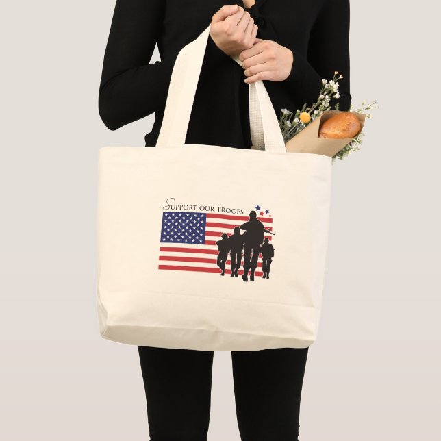 Support Our Troops Large Tote Bag (Front (Product))