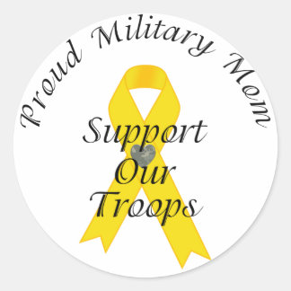 Support Our Troops Military Mom 2 (Yellow Ribbon) Classic Round Sticker