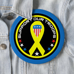 Support Our Troops Patriotic 6 Inch Round Button