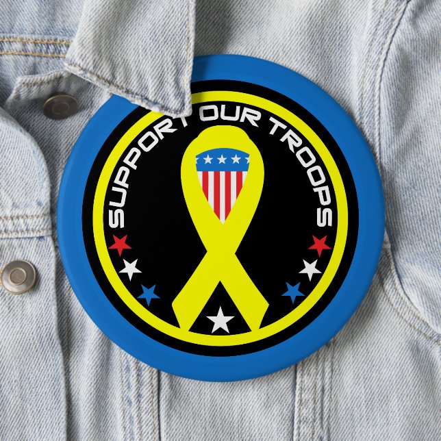 Support Our Troops Patriotic 6 Inch Round Button (In Situ)