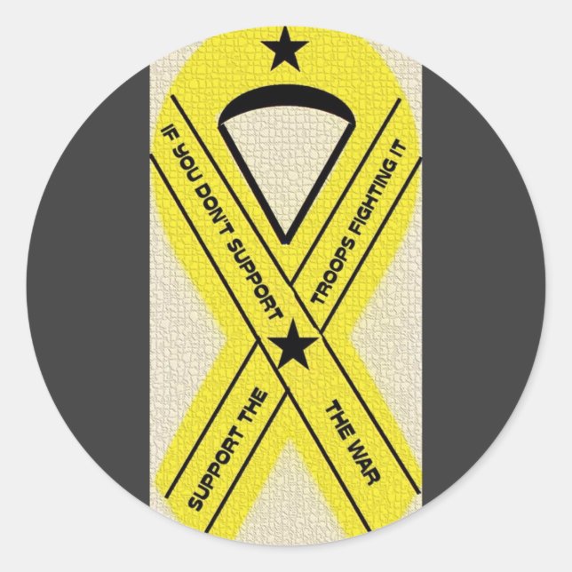 SUPPORT OUR TROOPS RIBBON CLASSIC ROUND STICKER (Front)