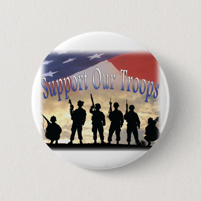 Support Our Troops Soldiers 2 Inch Round Button (Front)
