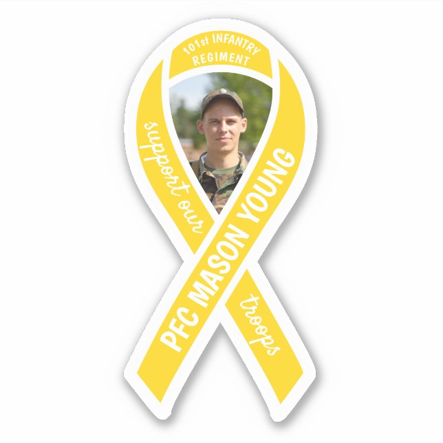 Support Our Troops Yellow Ribbon Photo & Name (Front)