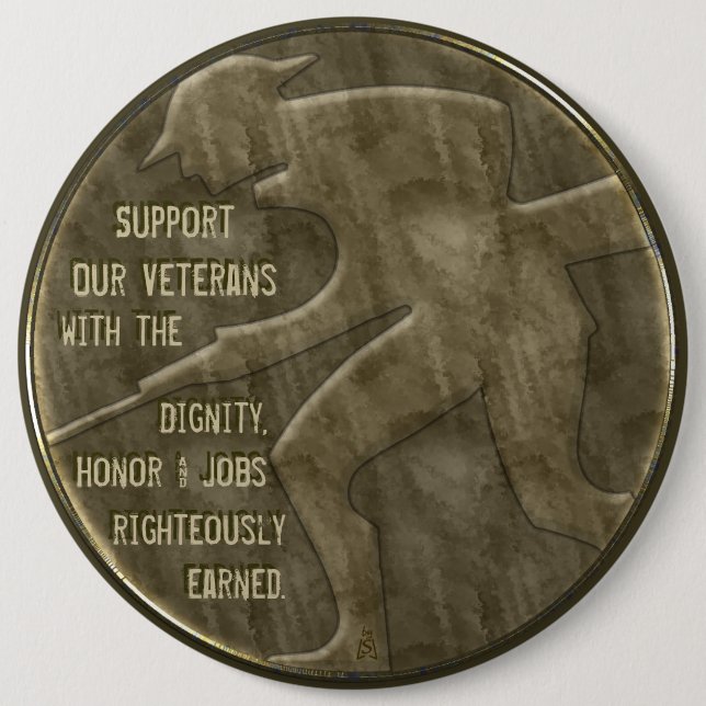 Support Our Veterans 6 Inch Round Button (Front)