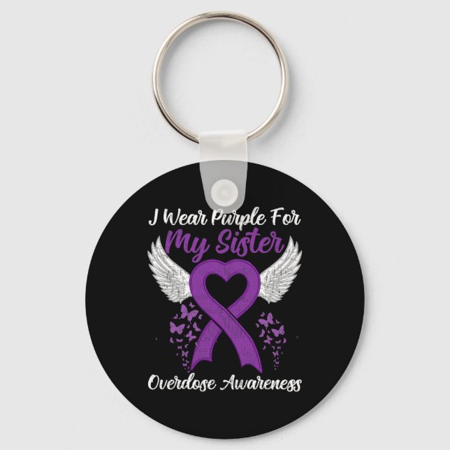 Support Overdose Awareness Month Costume Sister  Keychain (Front)
