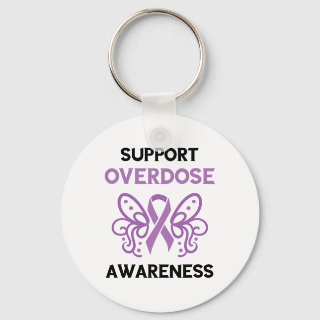 Support Overdose Purple Ribbon Overdose Awareness  Keychain (Front)