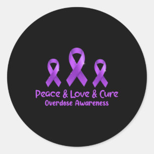 Support Peace Love And Cure Opioid Overdose Awaren Classic Round Sticker