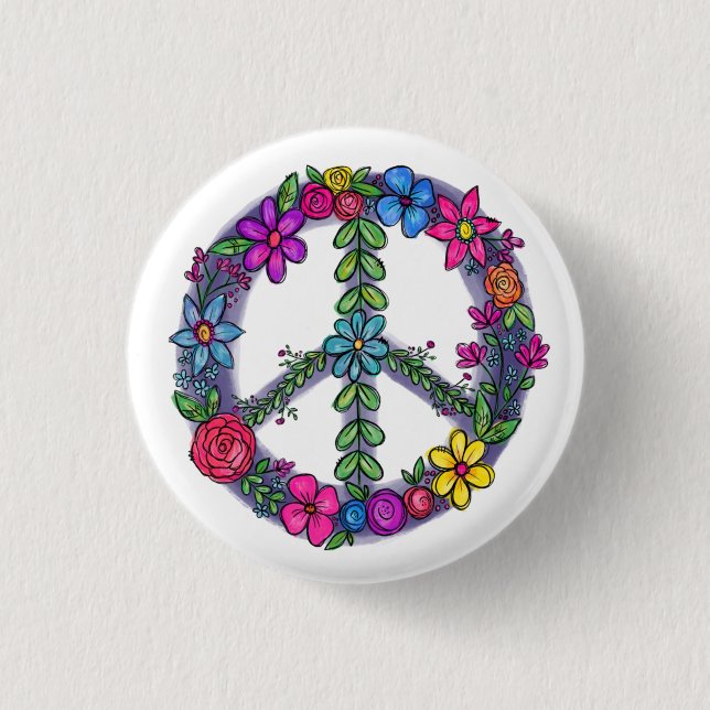 Support Peace Sign Anti-War Pray 1 Inch Round Button (Front)