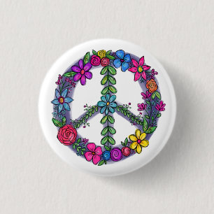 Support Peace Sign Anti-War Pray 1 Inch Round Button