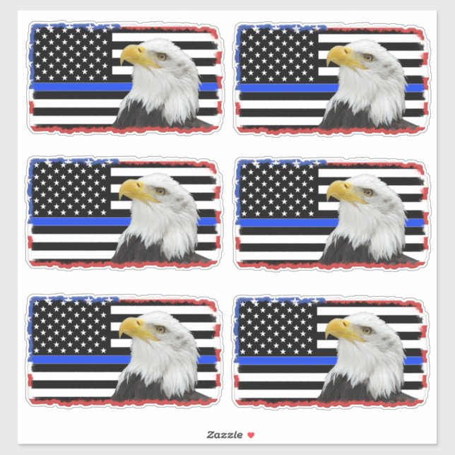 Support Police Eagle on US Flag (Sheet)