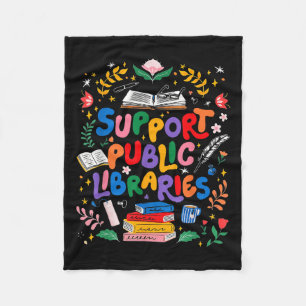 Support Public Libraries Bookworm Reading Book Rea Fleece Blanket