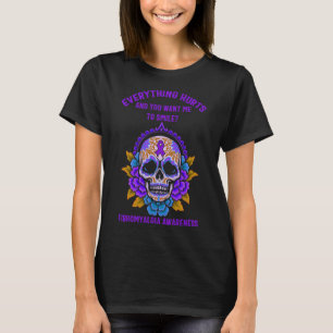Support Purple Ribbon Fibromyalgia Awareness Skull T-Shirt